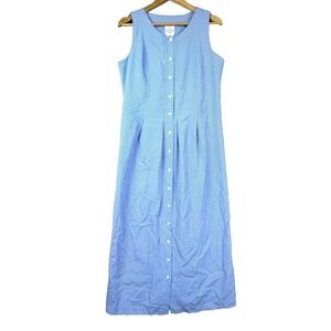 Vintage Tr Bentley Shirt Dress Womens 12 Blue Modest Housedress Button Front